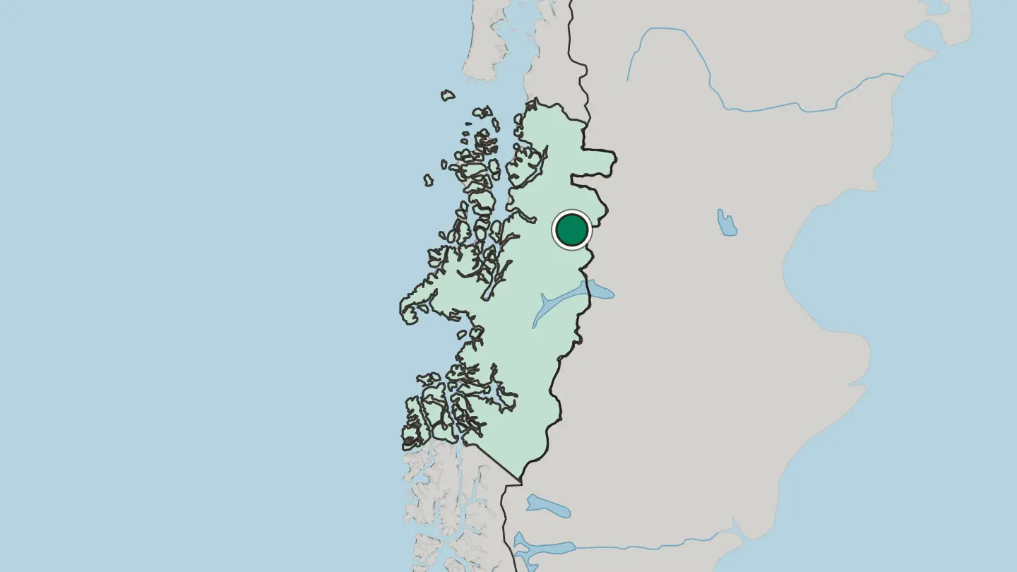 Map of Coyhaique in Chile