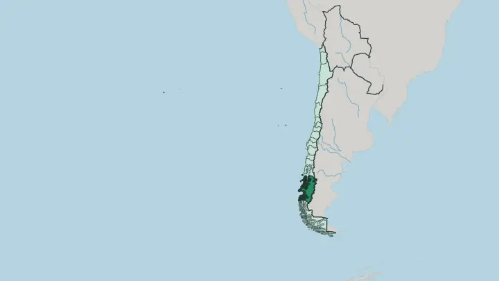 Map of Región Aysén in Chile