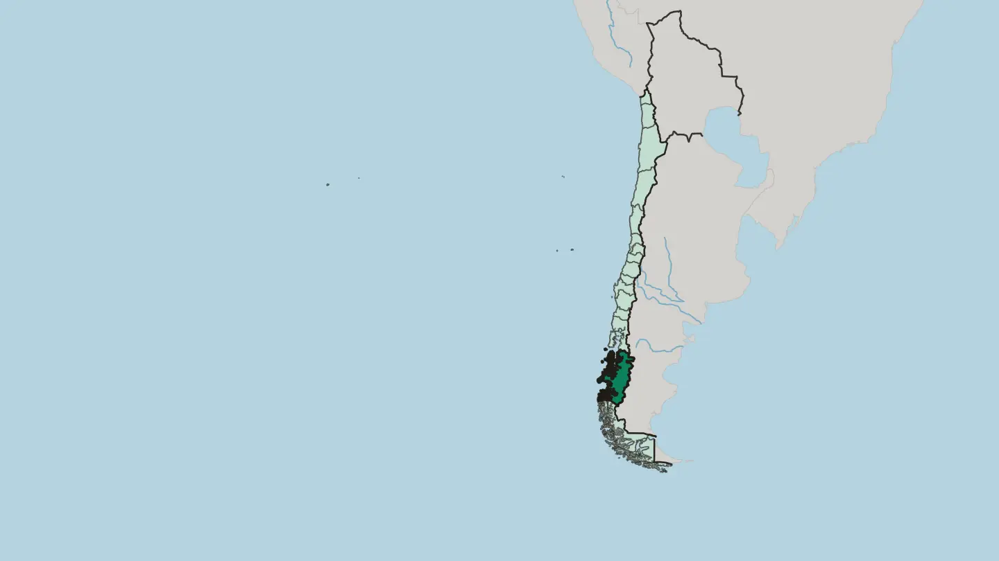 Map of Región Aysén in Chile