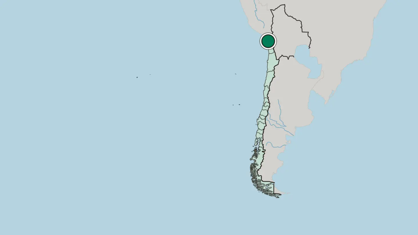 Map of Arica in Chile