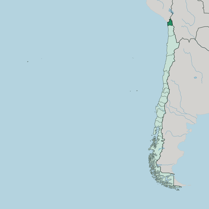 Map showing Región de Arica y Parinacota — In Chile