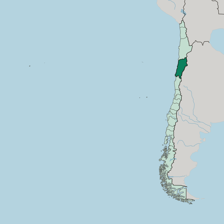Map showing Región de Atacama — In Chile