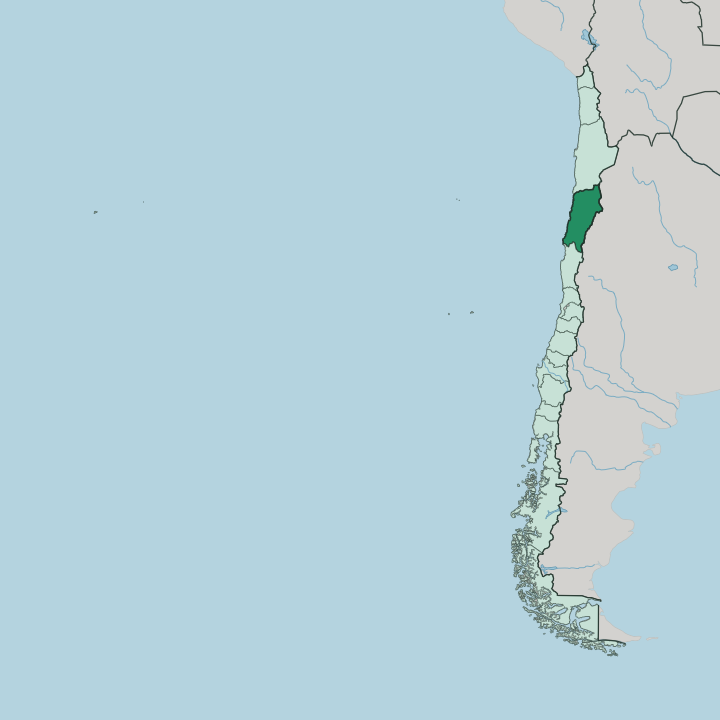 Map showing Región de Atacama — In Chile