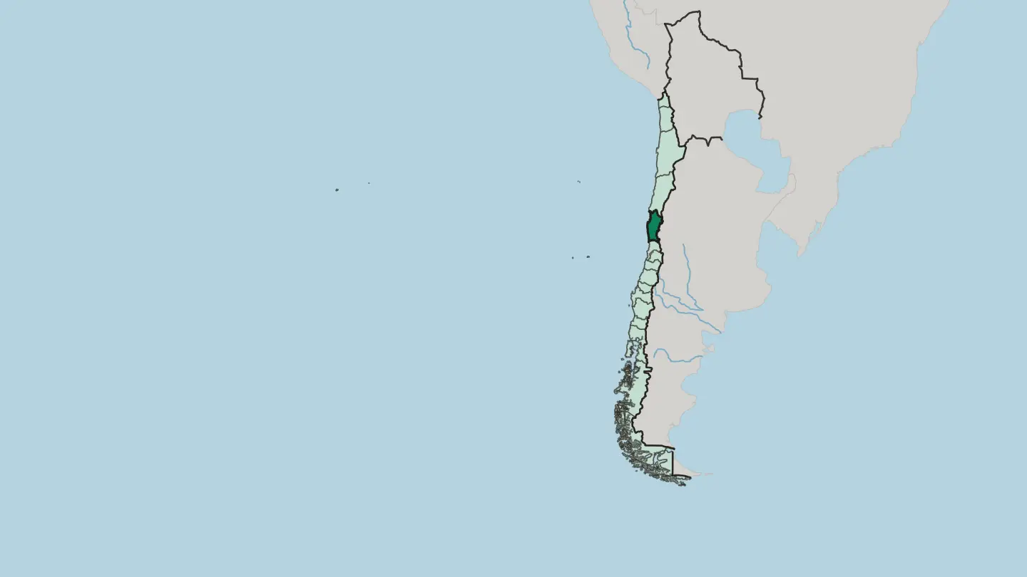 Map of Región de Coquimbo in Chile