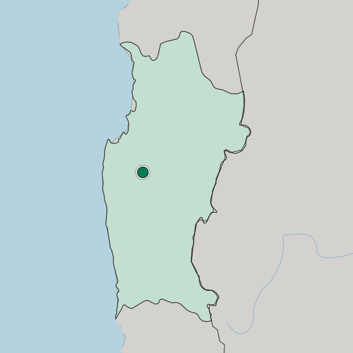 Map showing Ovalle — In Región de Coquimbo