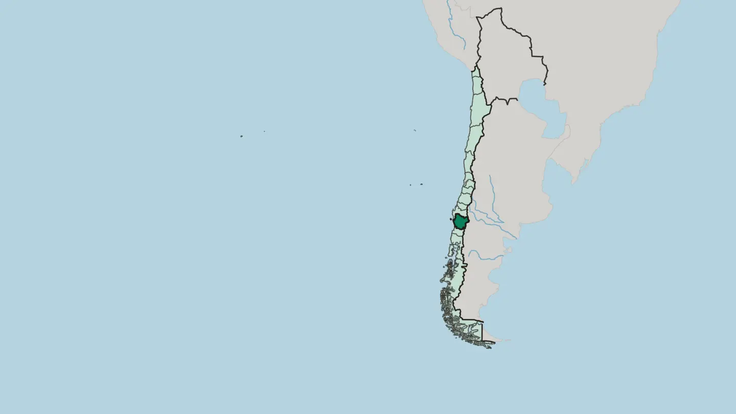Map of Región de la Araucanía in Chile