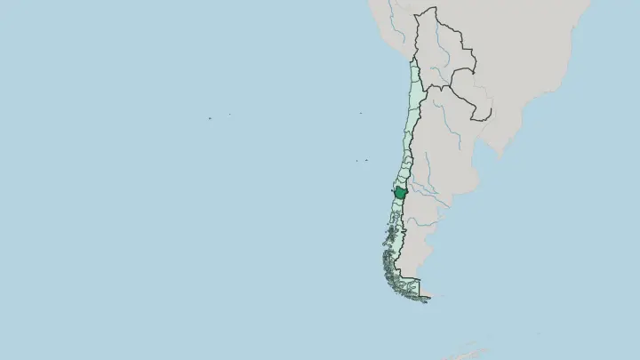 Map of Región de la Araucanía in Chile