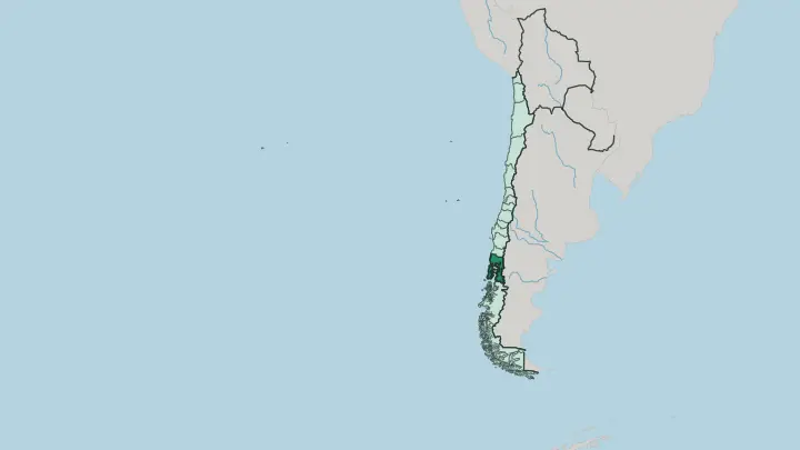 Map of Región de los Lagos in Chile