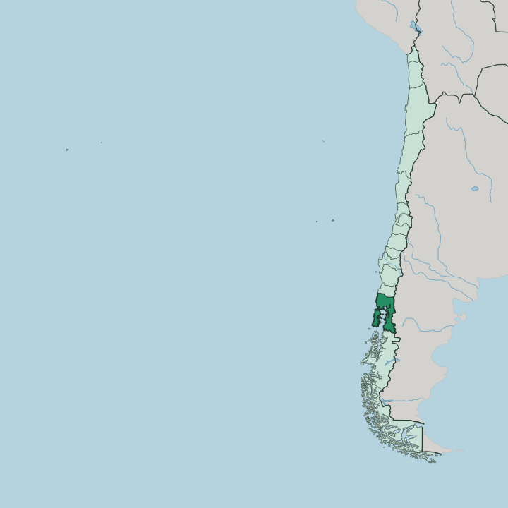 Map showing Región de los Lagos — In Chile