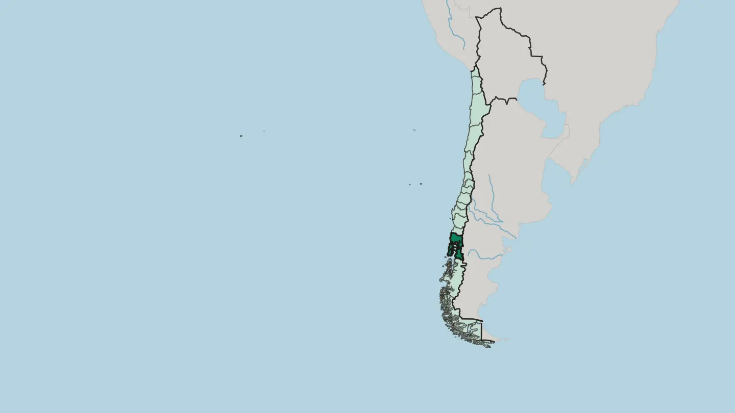 Map of Región de los Lagos in Chile