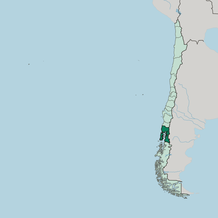 Map showing Región de los Lagos — In Chile