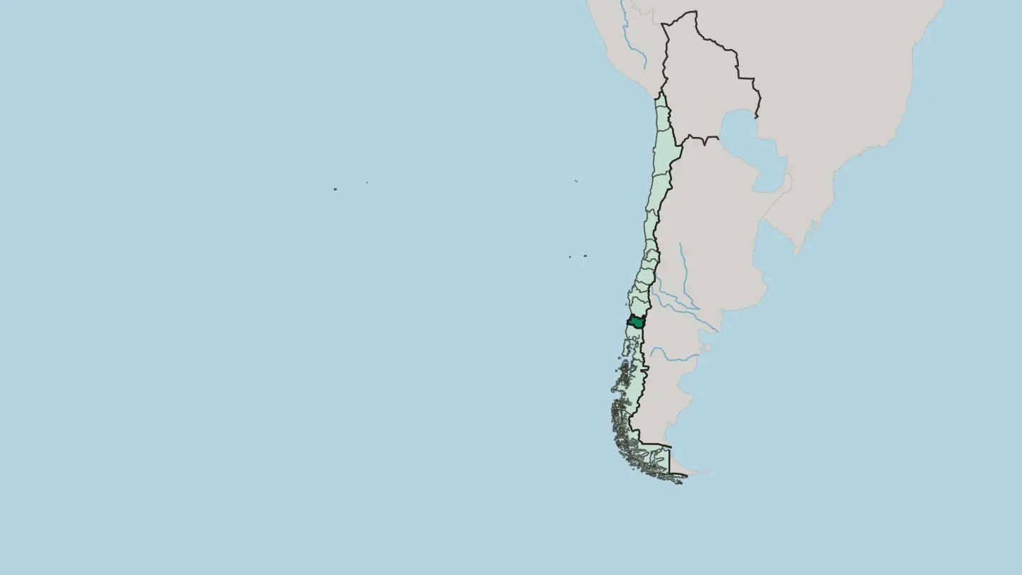Map of Región de los Ríos in Chile