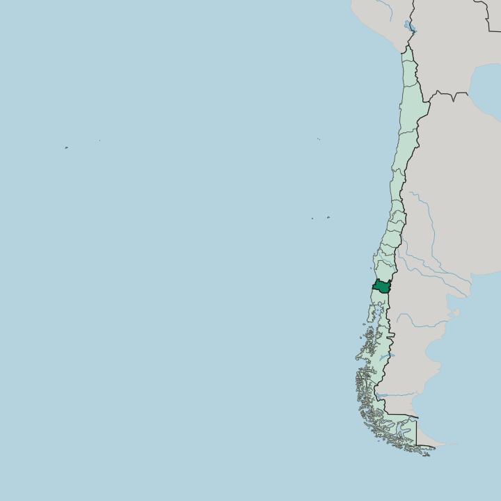 Map showing Región de los Ríos — In Chile