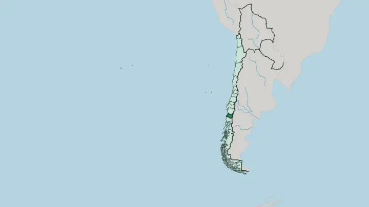 Map of Región de los Ríos in Chile