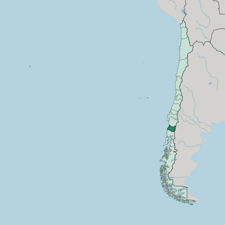 Map showing Región de los Ríos — In Chile