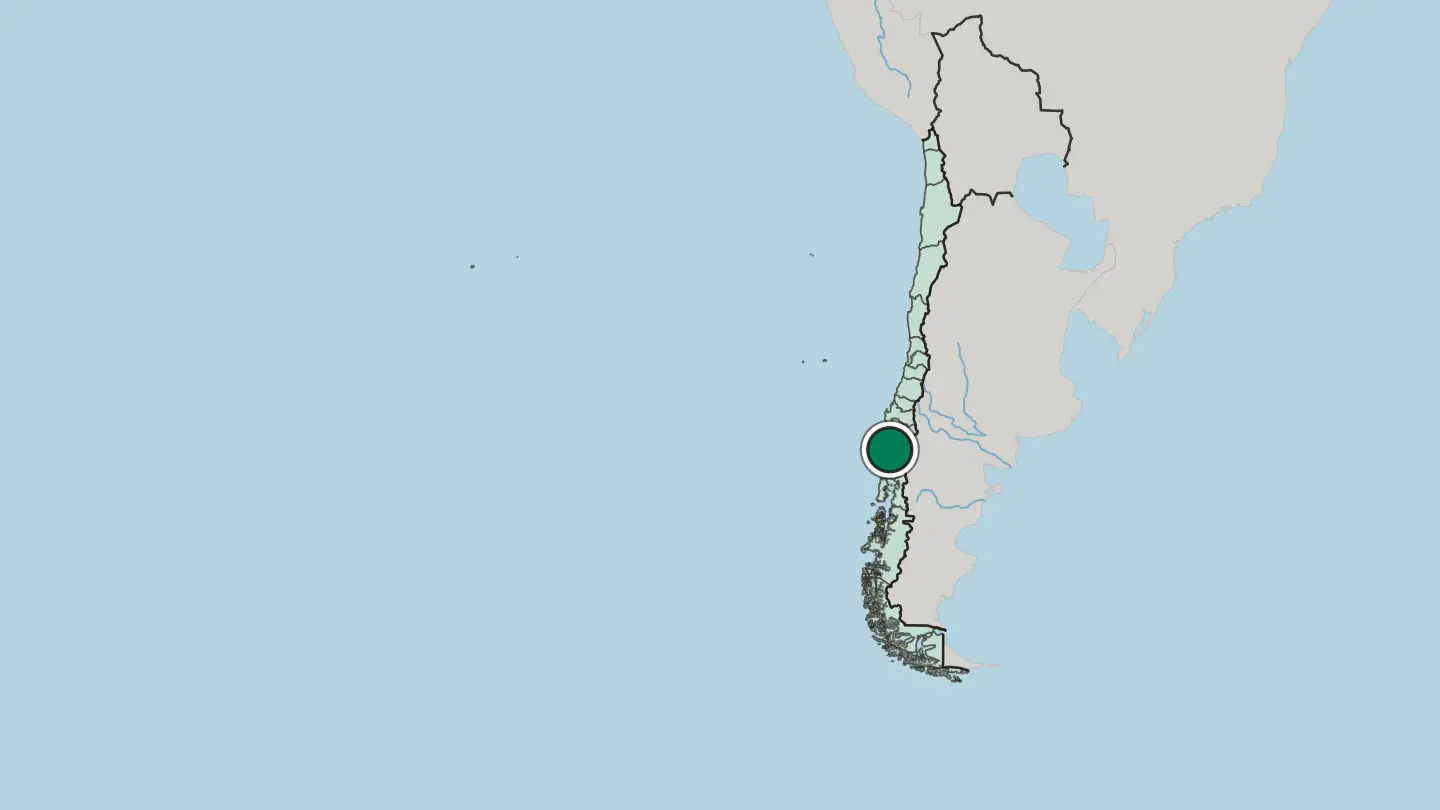 Map of Valdivia in Chile