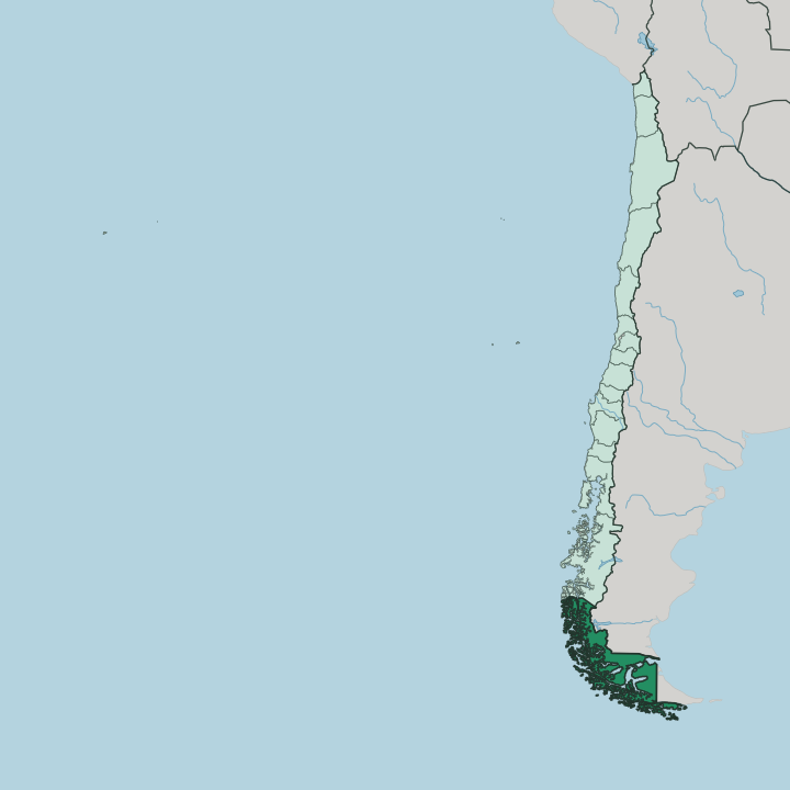 Map showing Región de Magallanes y Antártica Chilena — In Chile