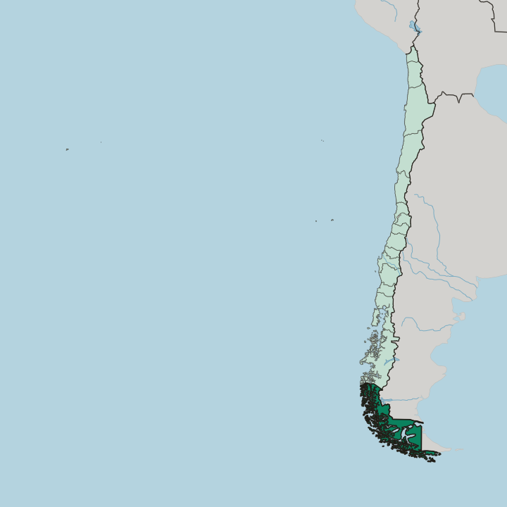 Map showing Región de Magallanes y Antártica Chilena — In Chile