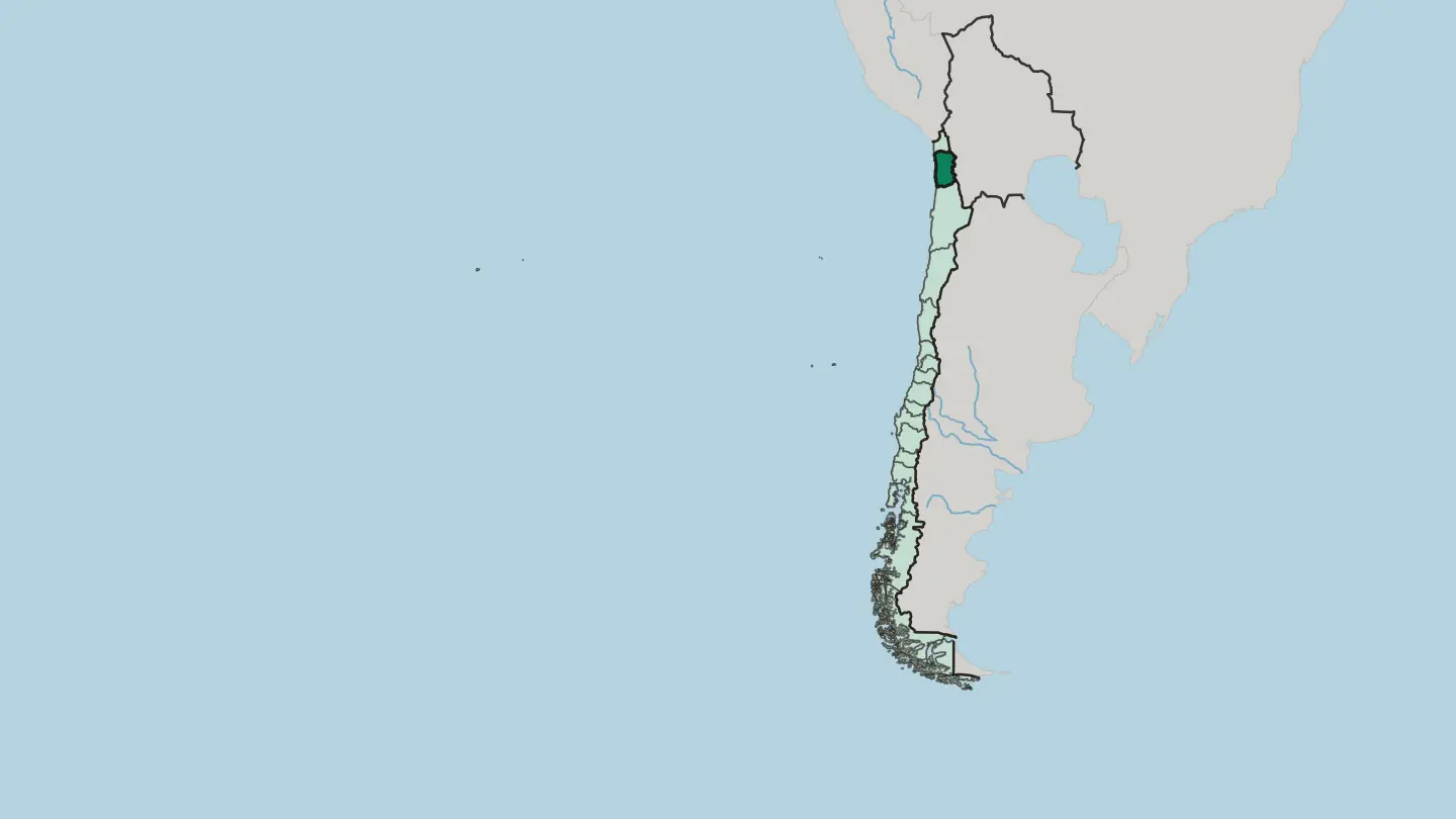 Map of Región de Tarapacá in Chile