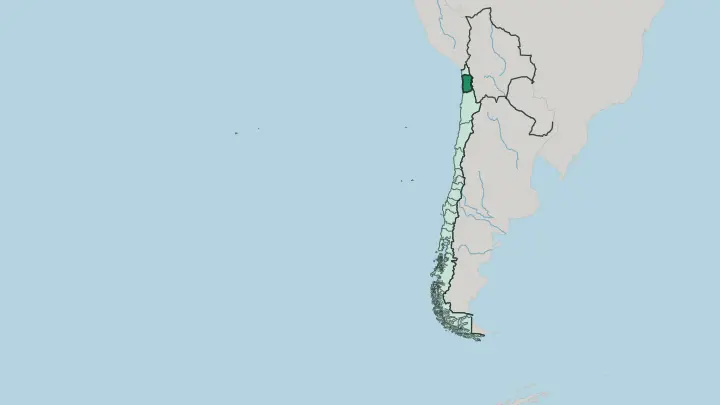 Map of Región de Tarapacá in Chile