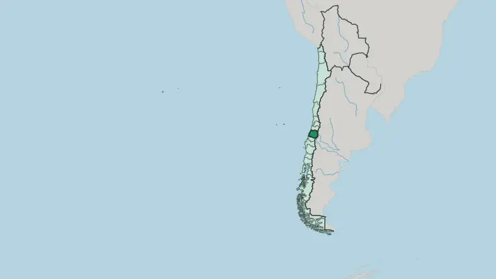 Map of Región del Maule in Chile