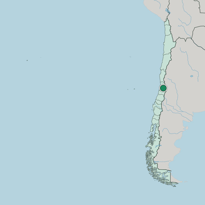 Map showing Santiago — In Chile
