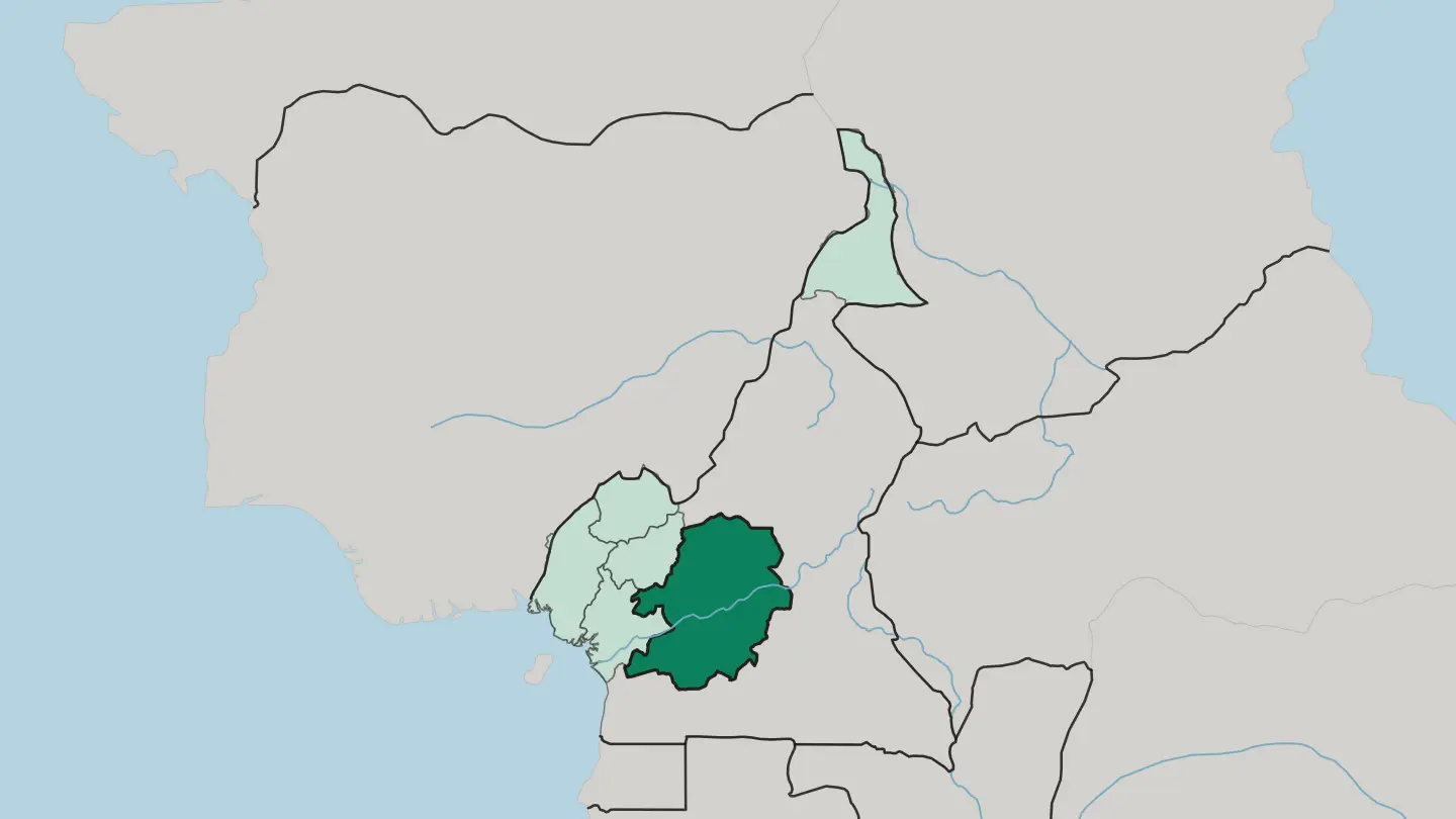 Map of Centre Region in Cameroon