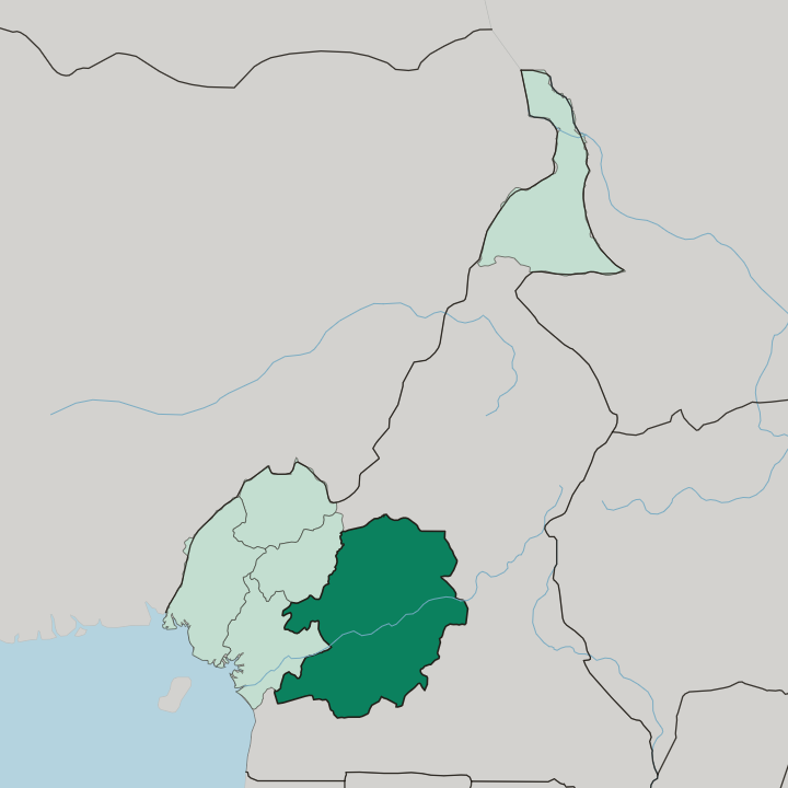 Map showing Centre Region — In Cameroon