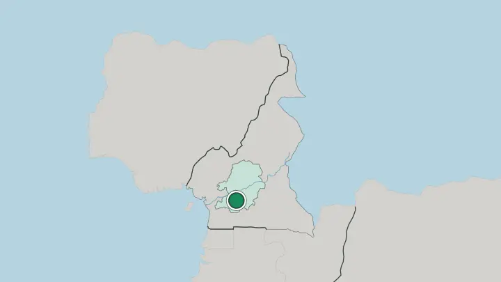 Map of Yaoundé in Cameroon