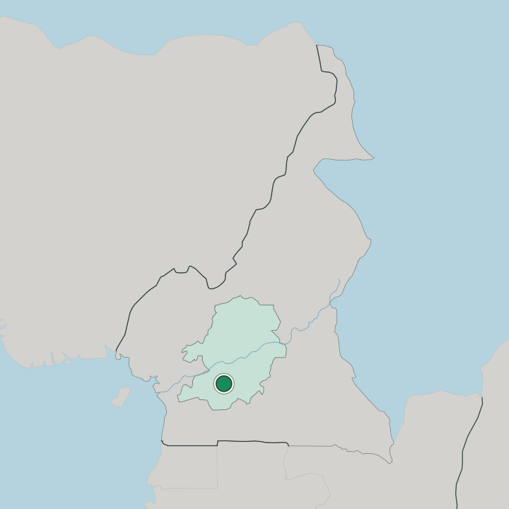 Map showing Yaoundé — In Cameroon
