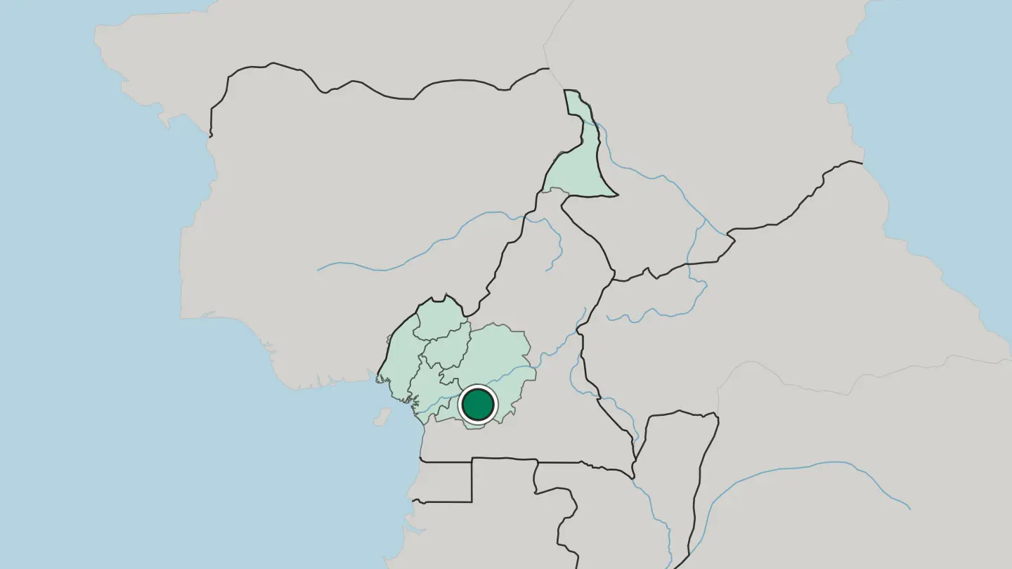 Map of Yaoundé in Cameroon