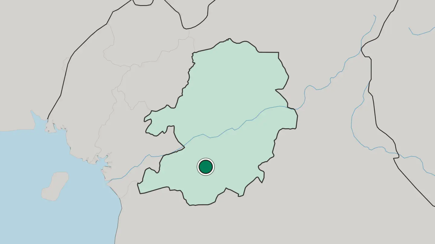 Map of Yaoundé in Cameroon