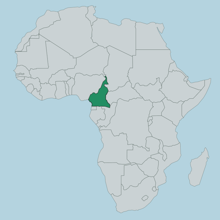 Map showing Cameroon — In Africa