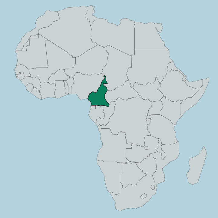 Map showing Cameroon — In Africa
