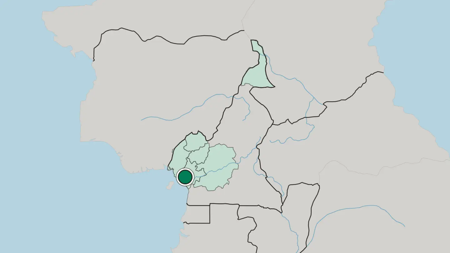 Map of Douala in Cameroon