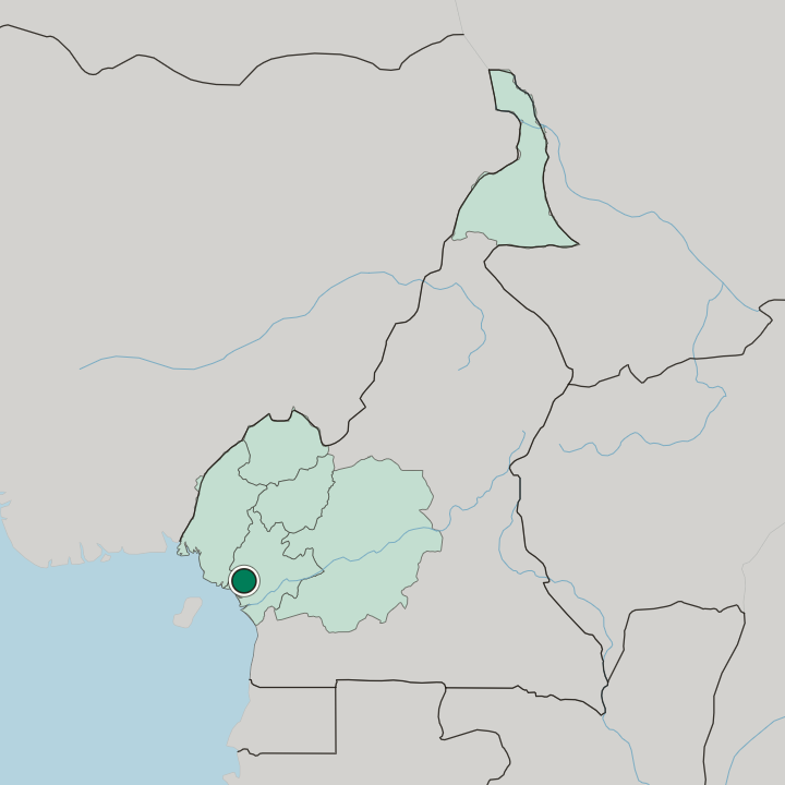 Map showing Douala — In Cameroon