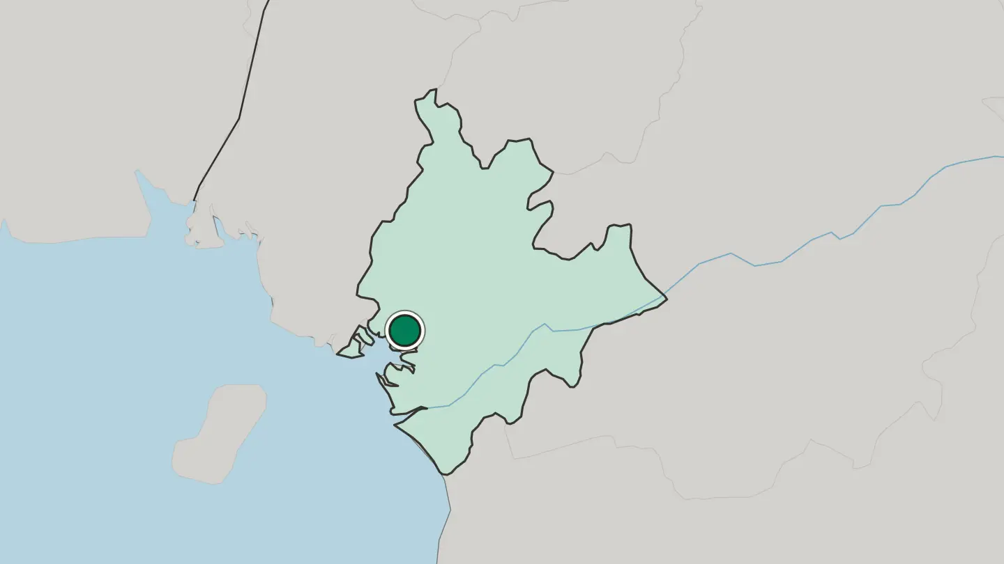 Map of Douala in Cameroon