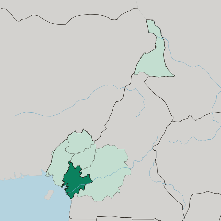 Map showing Littoral Region — In Cameroon