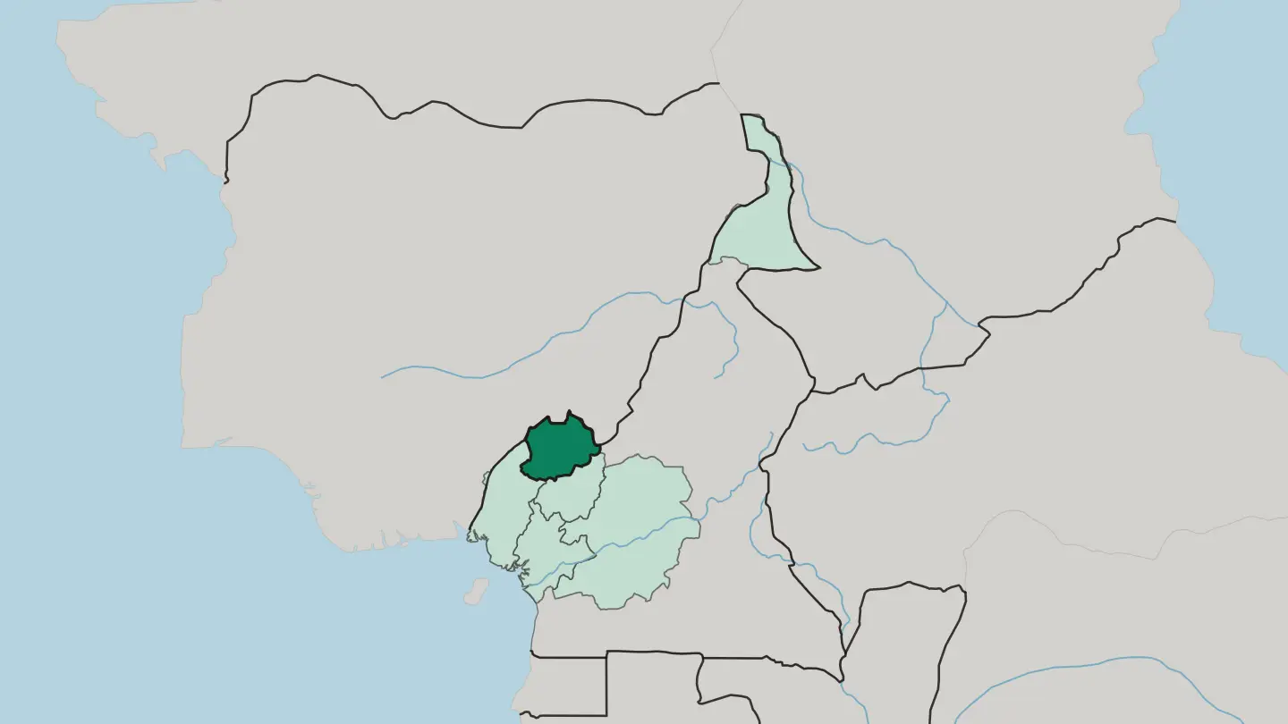 Map of North-West Region in Cameroon