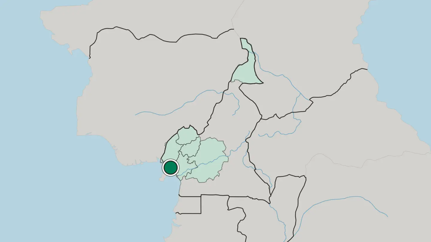 Map of Buea in Cameroon