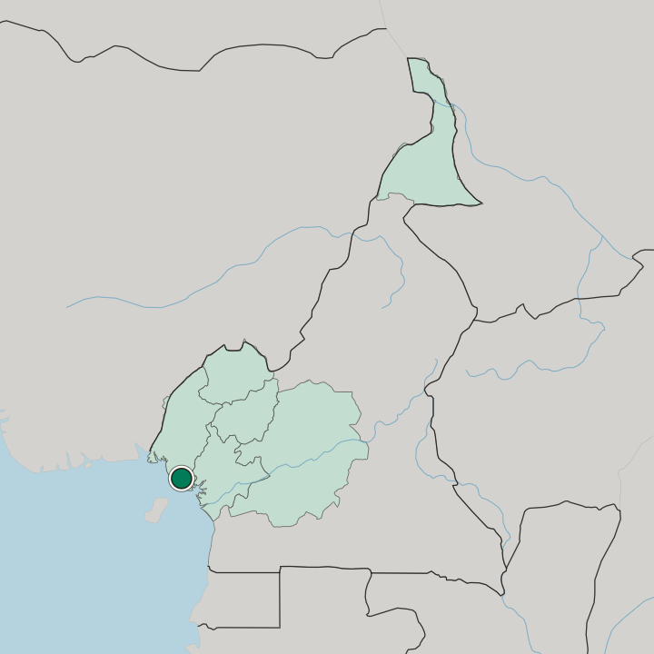 Map showing Buea — In Cameroon
