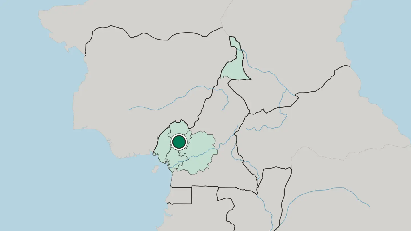 Map of Bafoussam in Cameroon