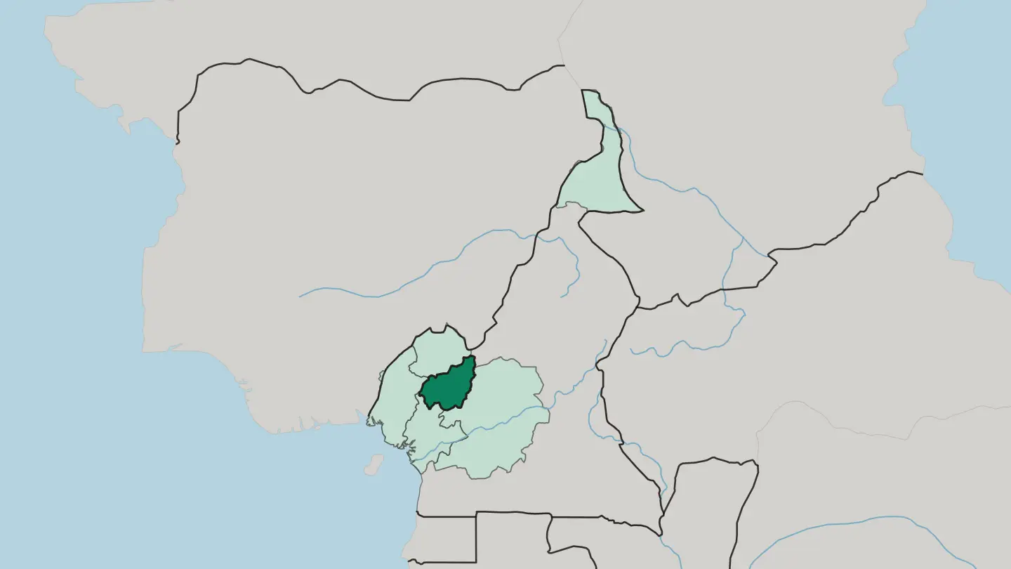 Map of West Region in Cameroon