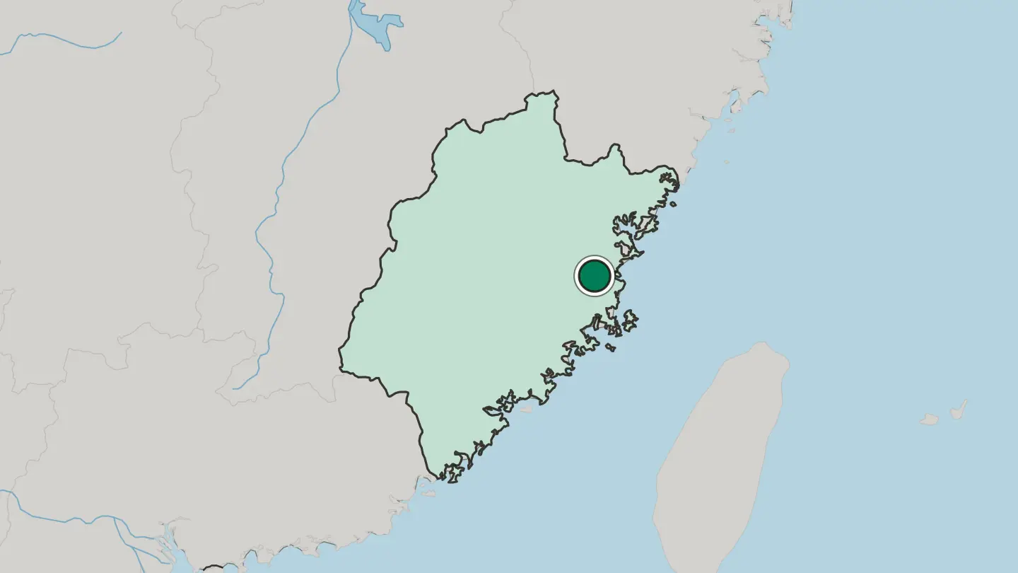 Map of Fuzhou in China