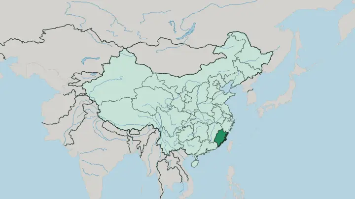 Map of Fujian in China