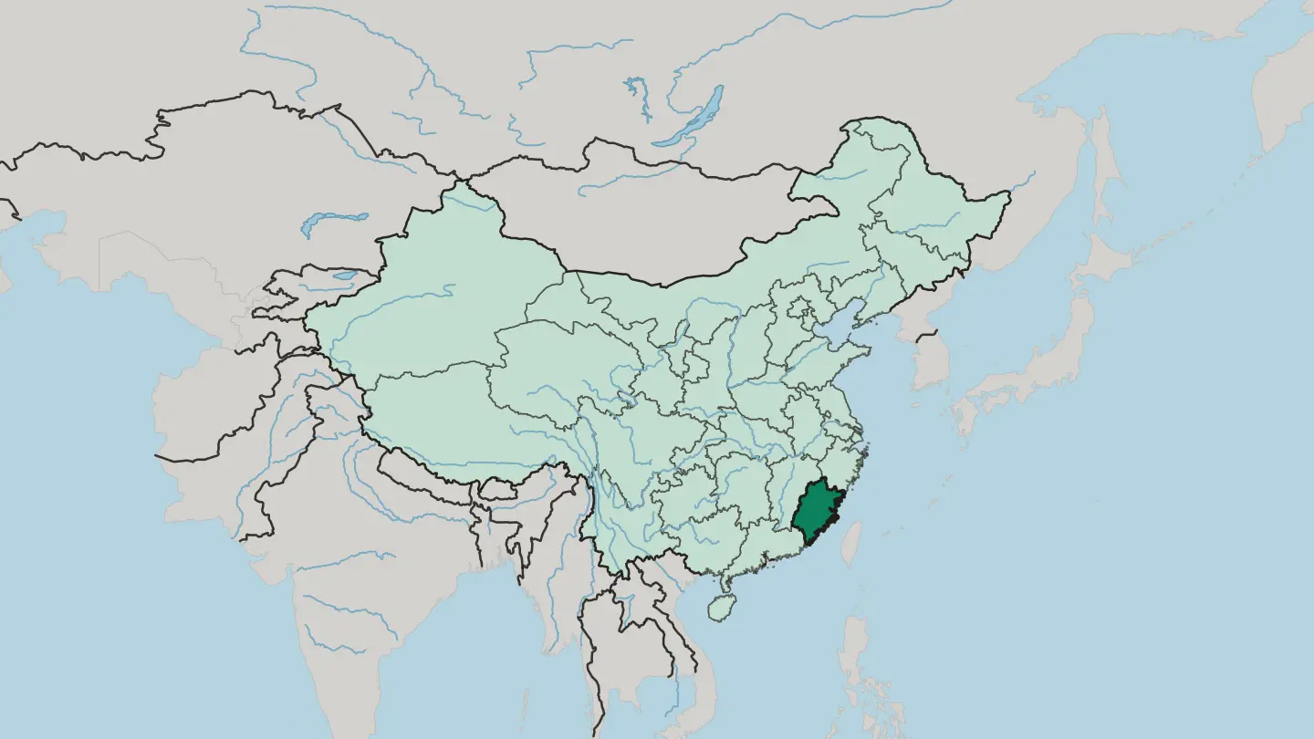 Map of Fujian in China