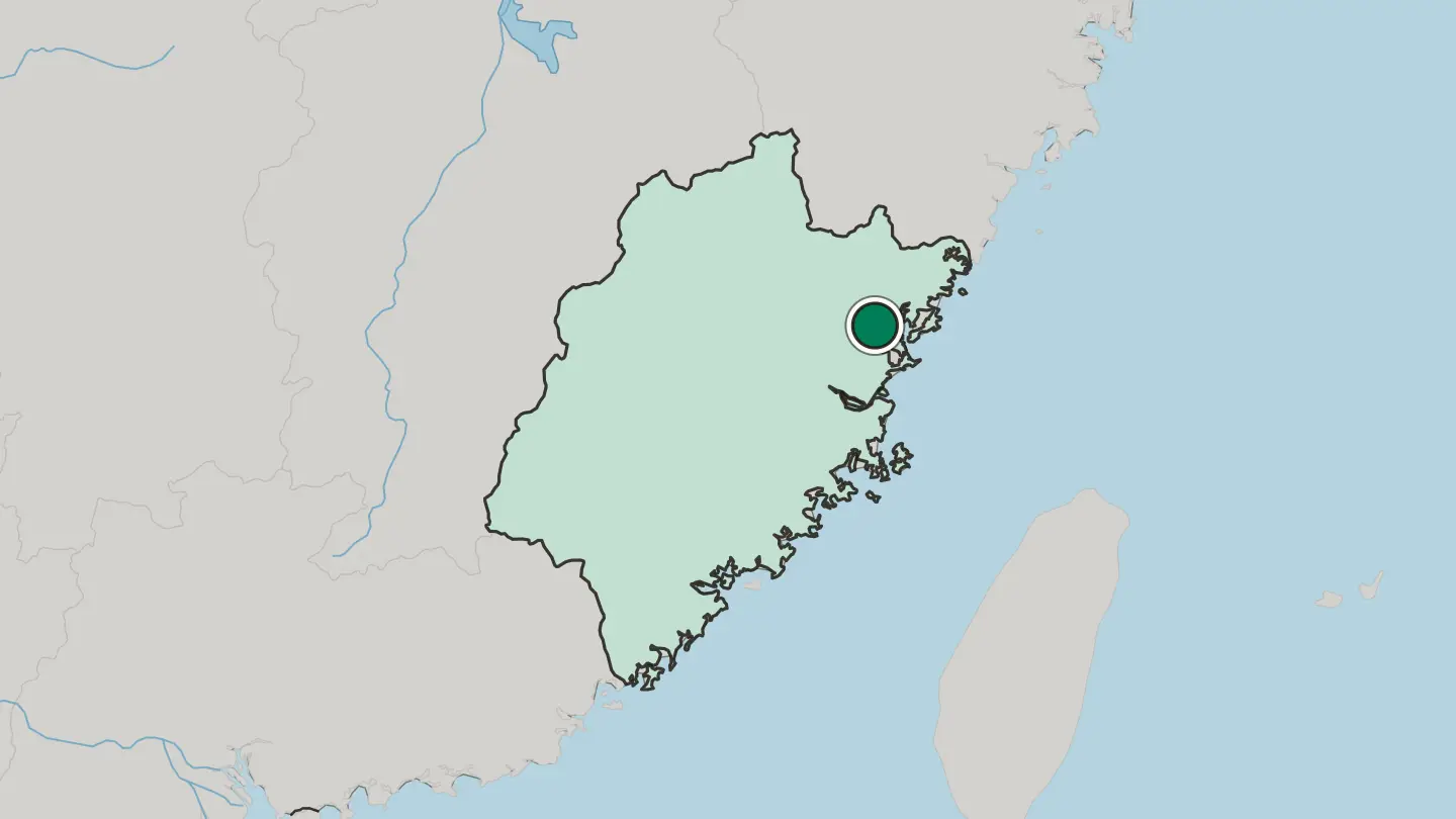 Map of Ningde in China