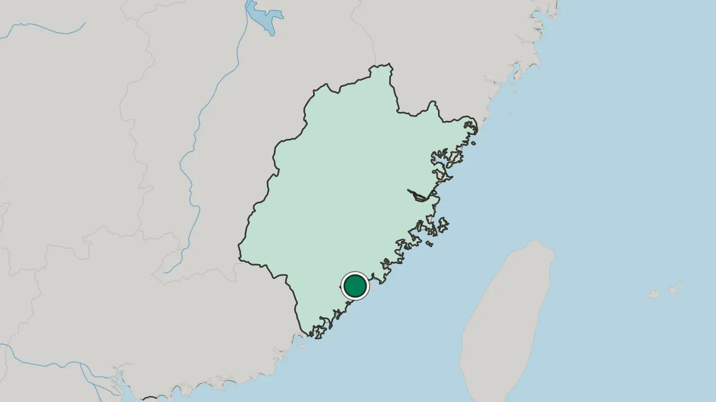 Map of Xiamen in China
