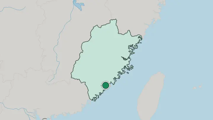 Map of Xiamen in China