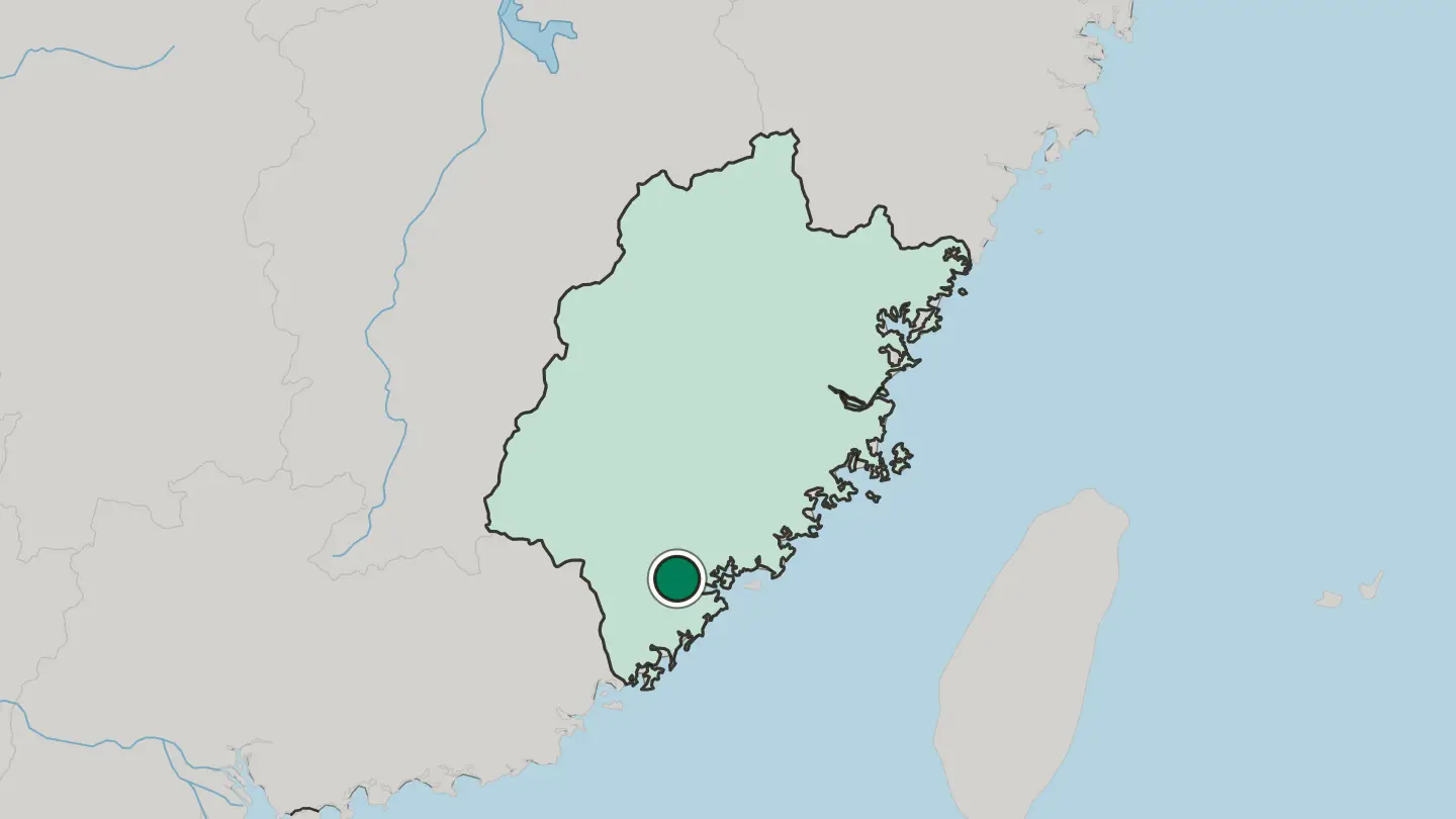 Map of Zhangzhou in China